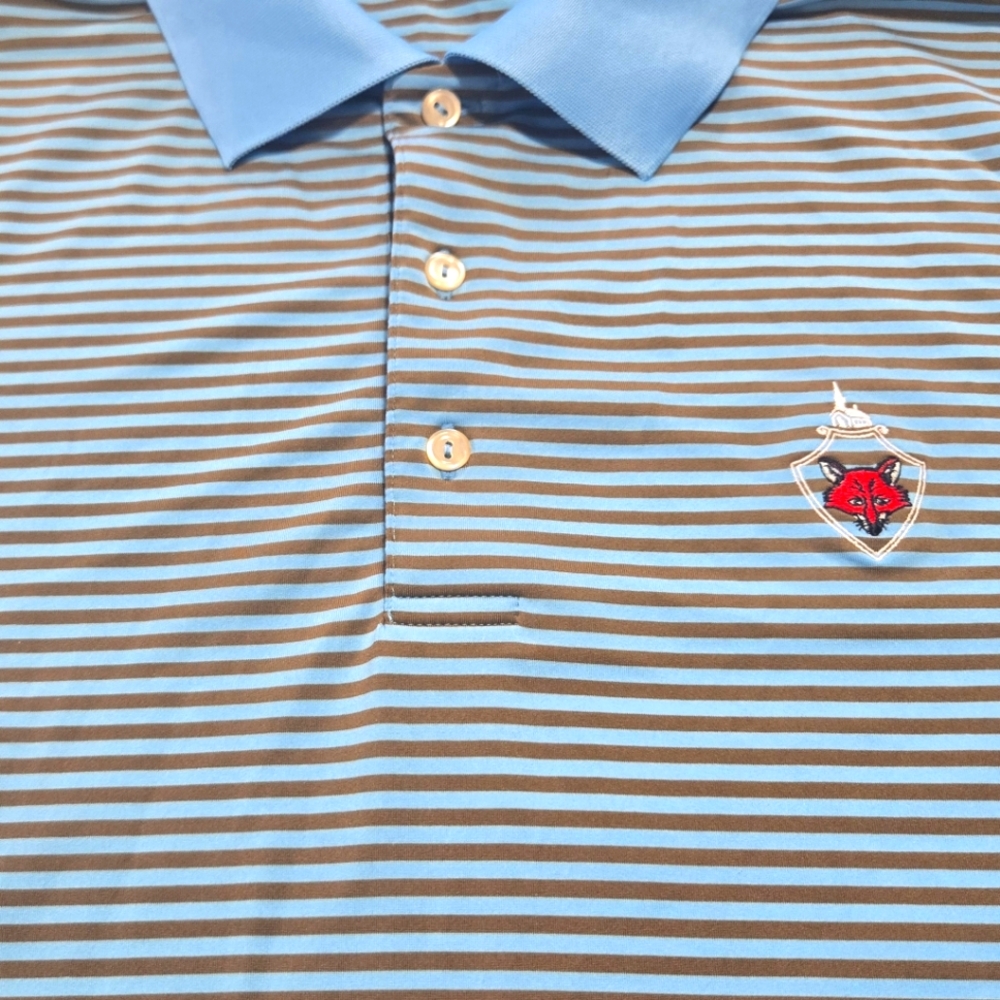 Peter Millar Summer Comfort Blue Striped Polo Shirt Size Large - Picture 2 of 7